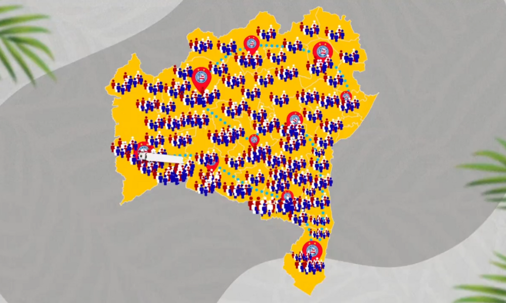 Ilustração da caravana do Bahia