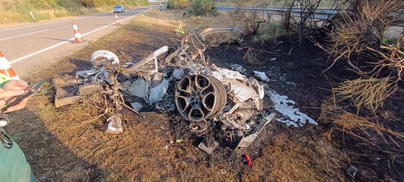 Carro em que Diogo Jota estava no acidente
