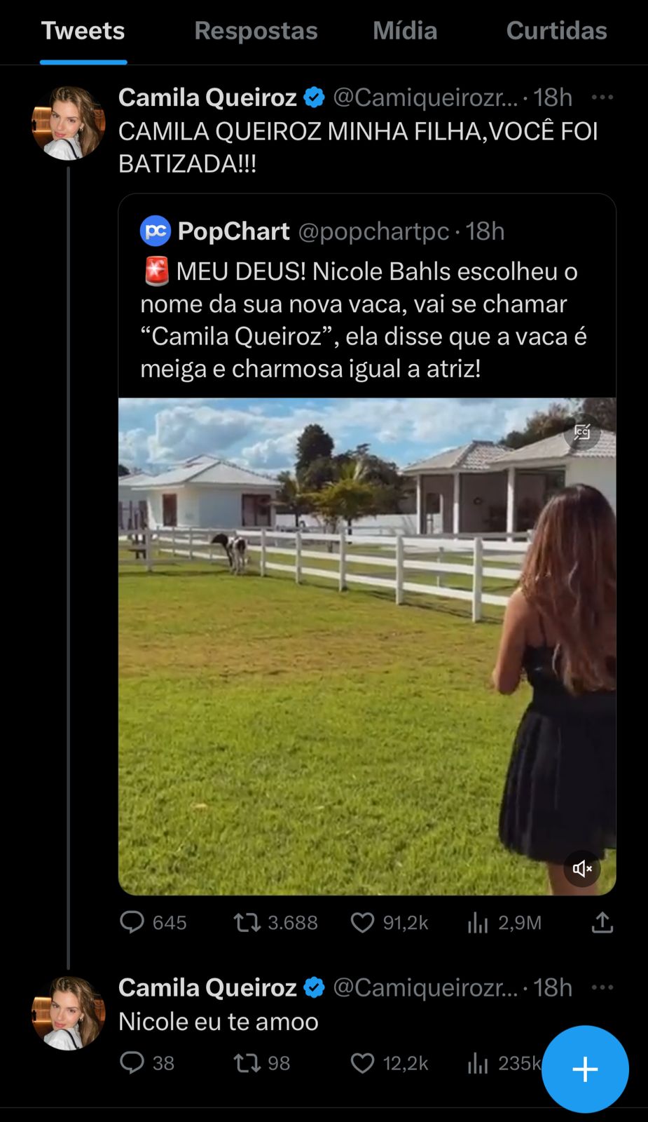 Nicole Bahls compra vaca para sítio e dá nome de atriz famosa: 'linda e meiga'; saiba qual artista foi escolhida