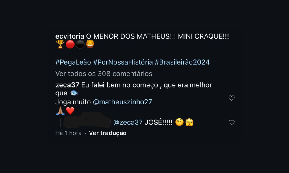Comentário de Zeca com nova comparação entre Cauly x Matheusinho