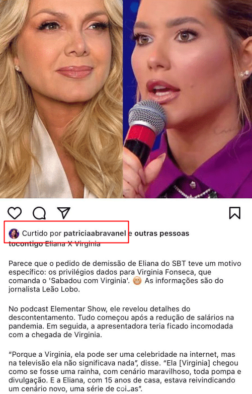 Post com curtida polêmica 