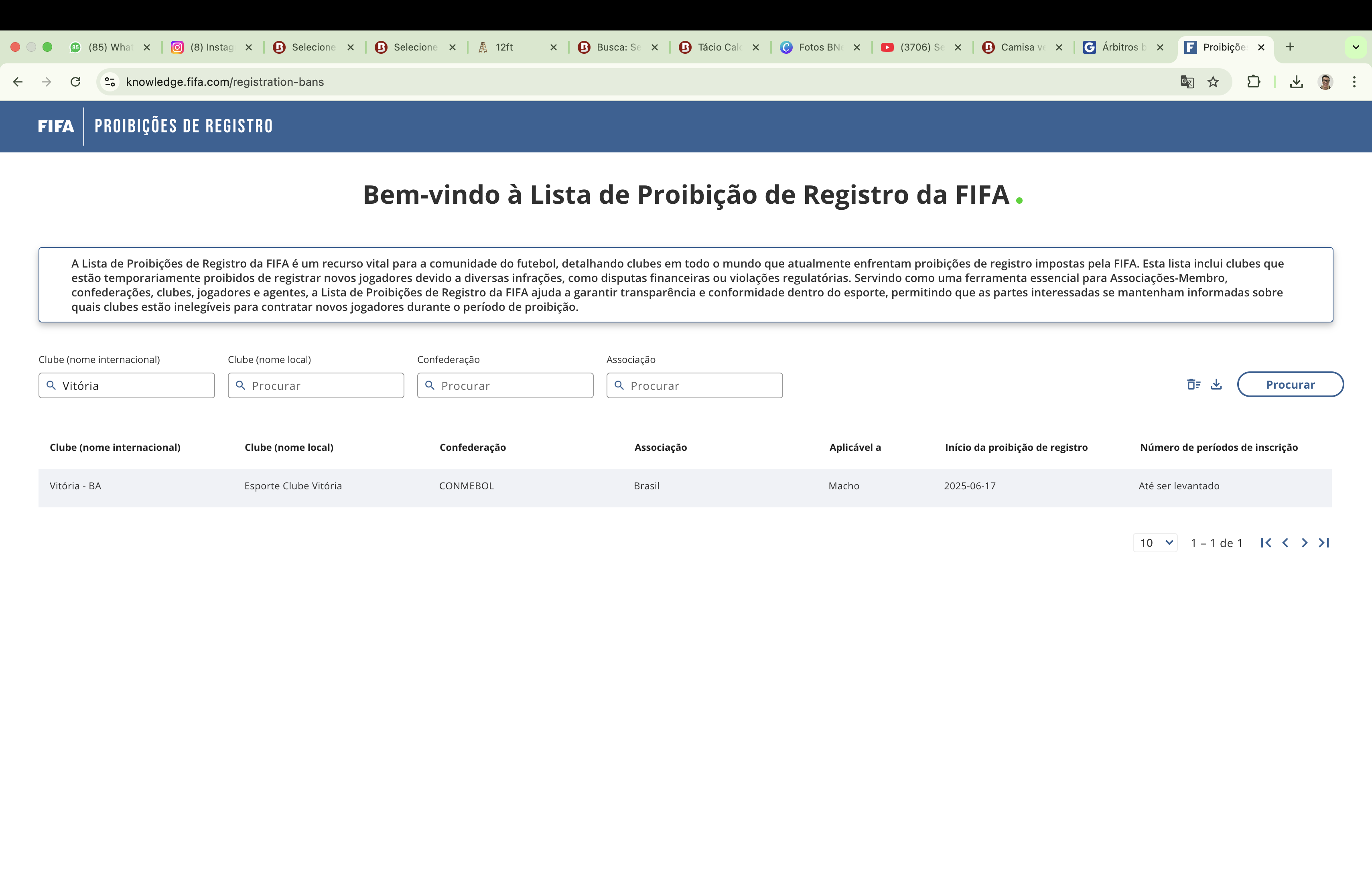 Imagem de divulgação de punição ao Vitória