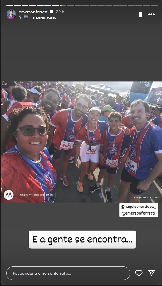 Emerson Ferretti e Jordan Dafner na corrida promovida pelo Bahia — Foto ReproduçãoInstagram