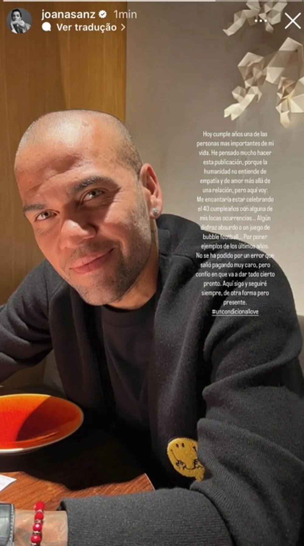 Declaração de Joana Sanz para Daniel Alves