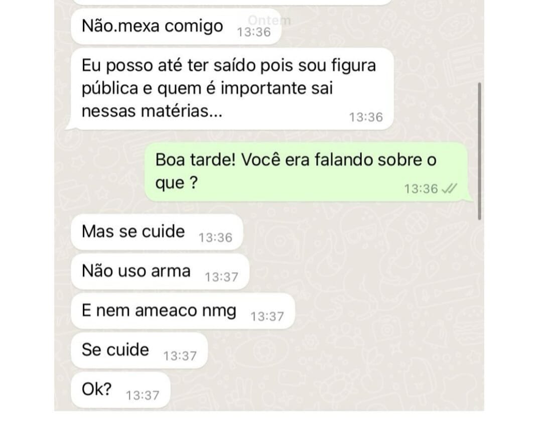 Ameaças enviadas via WhatsApp
