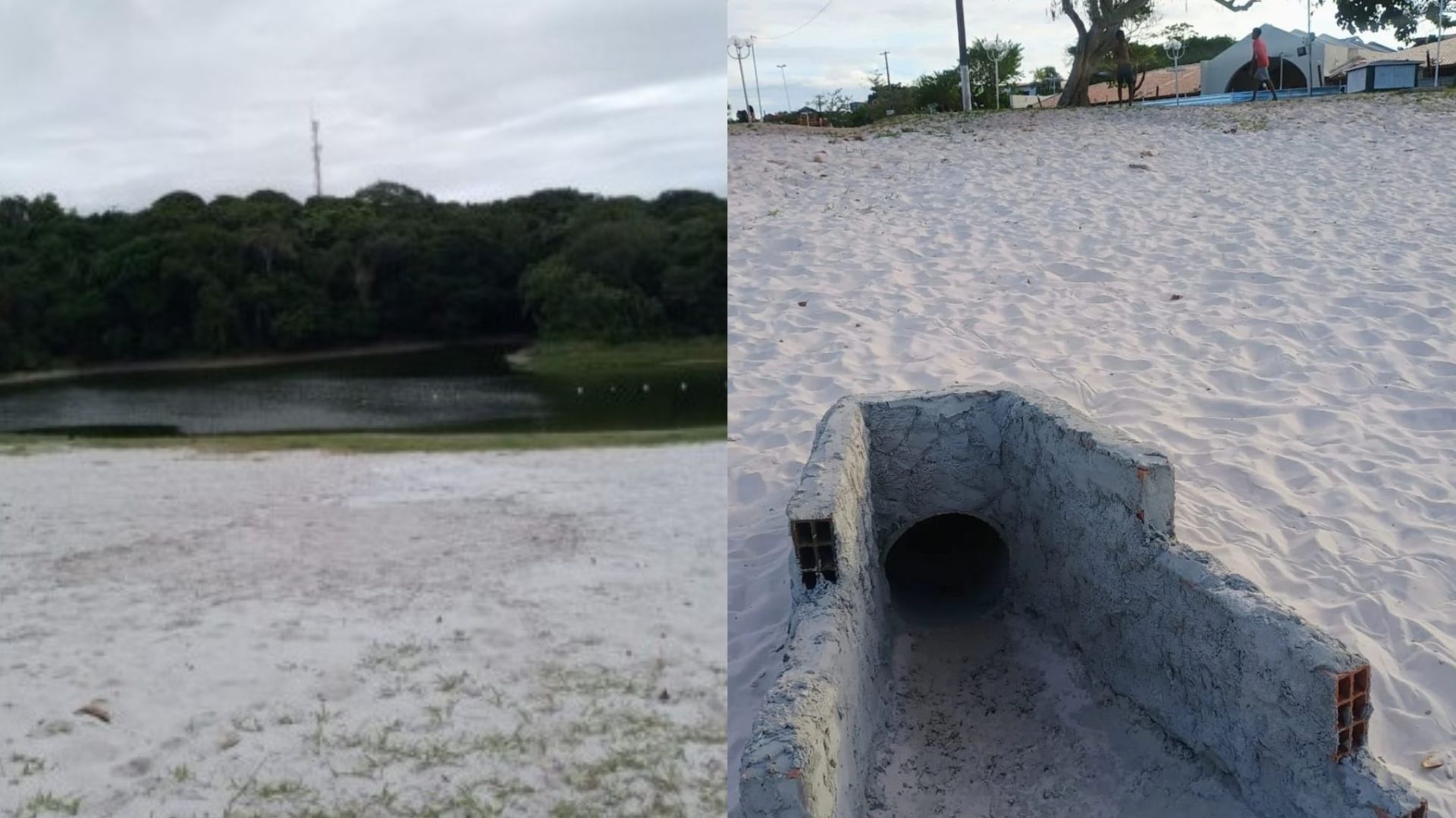 Canalização de esgoto é aberta em Duna da Lagoa de Abaeté / Foto: Leitor Bnews 