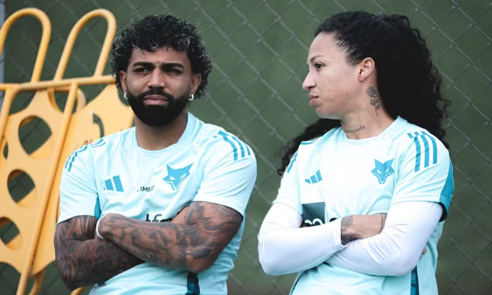Gabigol e Byanca Brasil, camisa 10 do time feminino do Cruzeiro