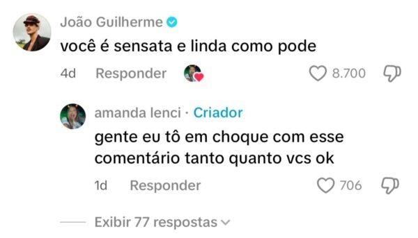 print da mensagem de joão guilherme