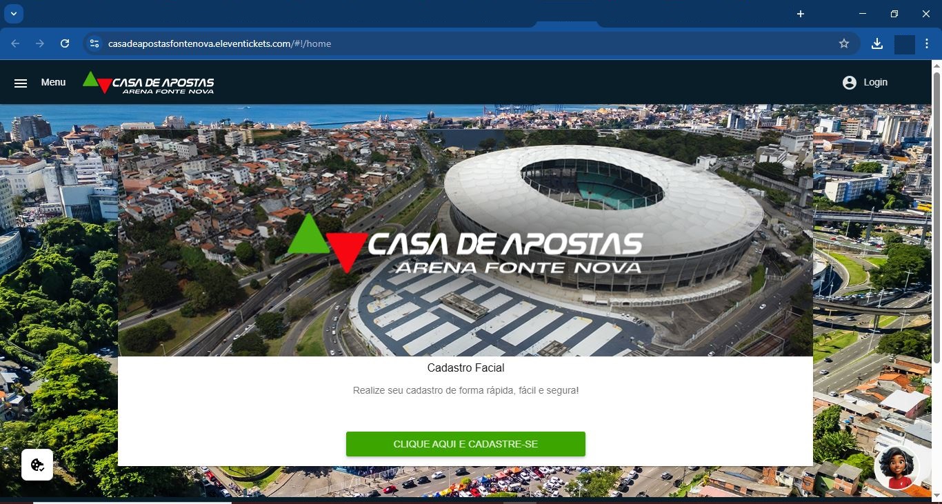 Site do cadastro da Biometria facial na Casa de Apostas Arena Fonte Nova