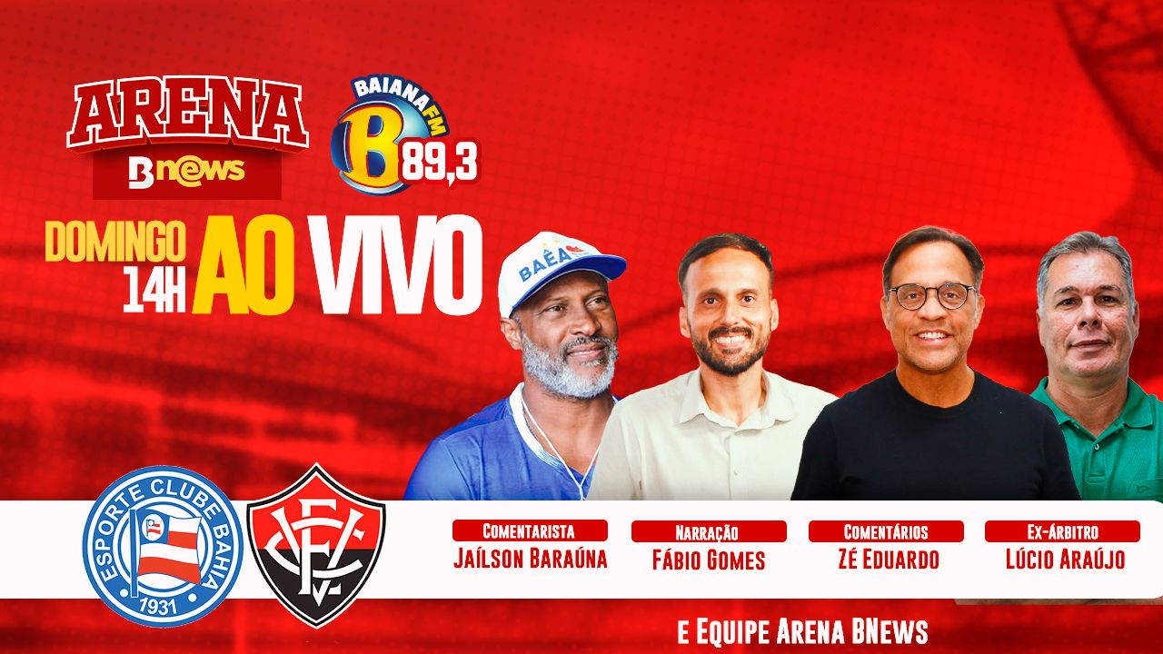 BNewsTV vai transmitir as emoções de Bahia x Vitória, pelo Brasileirão
