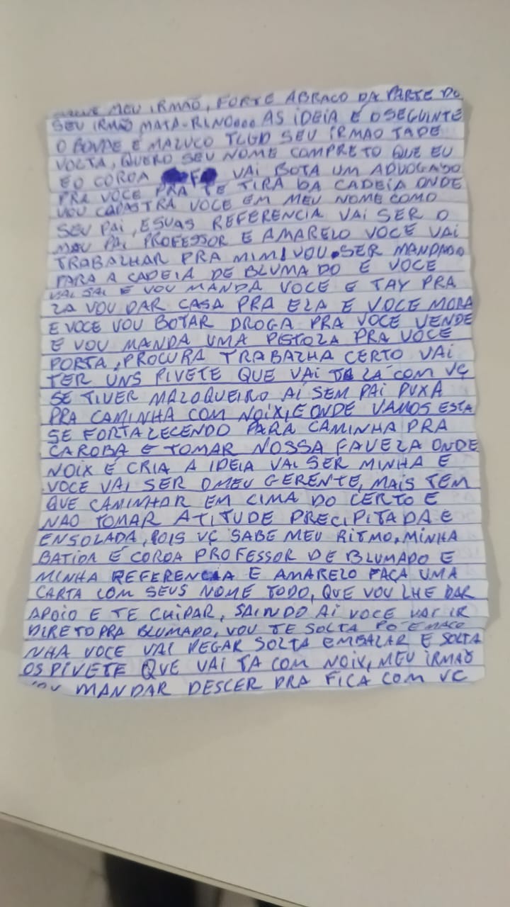 Carta que estava com o advogado/ reprodução