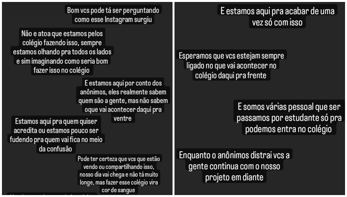 Mensagens de violência estão sendo veiculadas nas redes sociais de estudantes da unidade educacional. Foto: Leitor/BNews