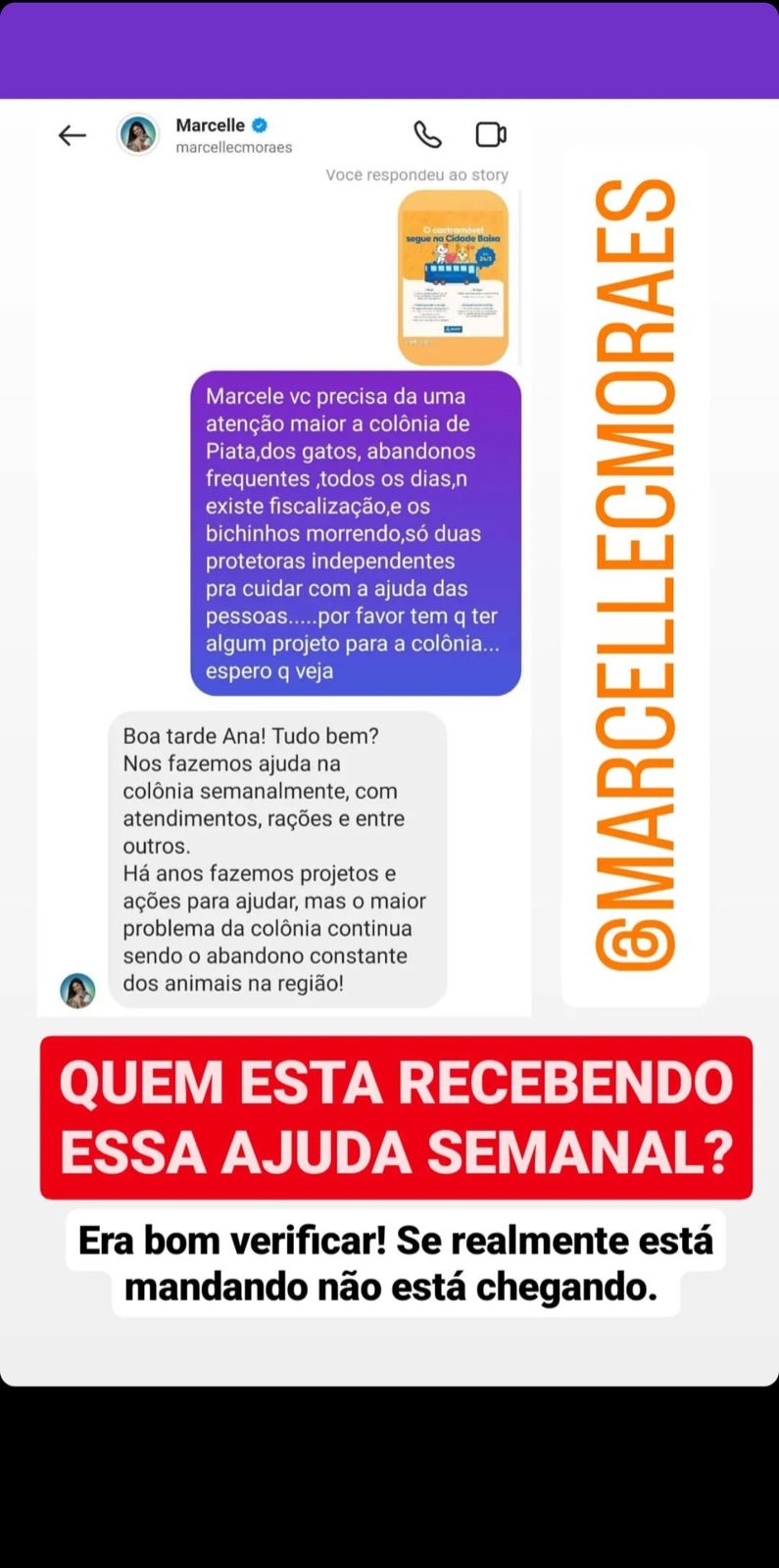 Lenda? Ajuda semanal de Marcelle Moares é questionada e secretária rebate acusações
