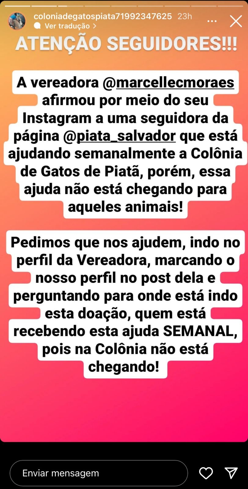 Ajuda semanal de Marcelle Moares é questionada e secretária rebate acusações