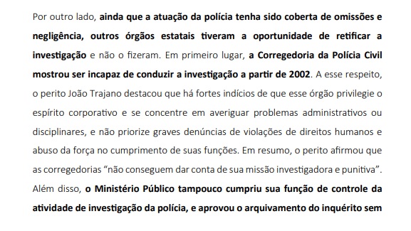 trecho do relatório