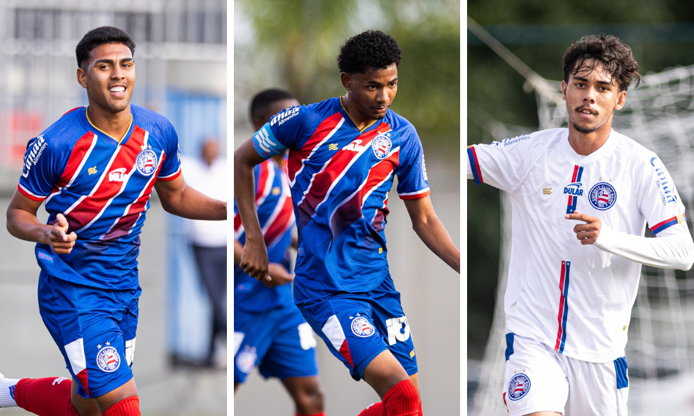 Juninho, Vitinho e João Coni, jogadores do Bahia sub-20