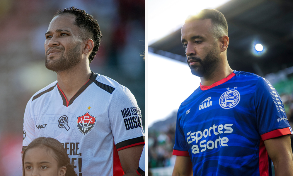 Everaldo, jogador do Vitória e Caio Alexandre, do Bahia