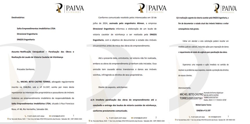 Notificação encaminhada às empresas