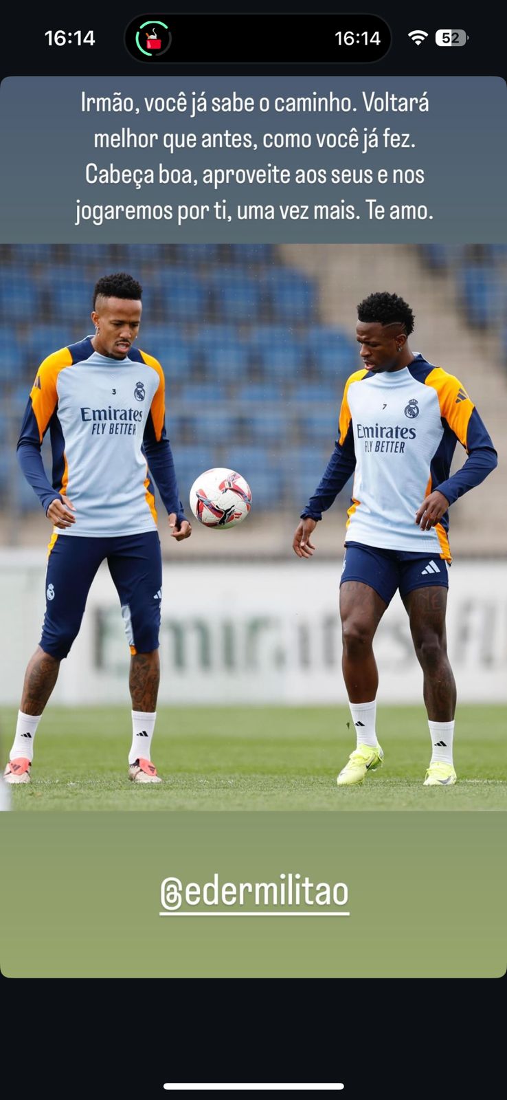 Print de tela do story de Vini Jr