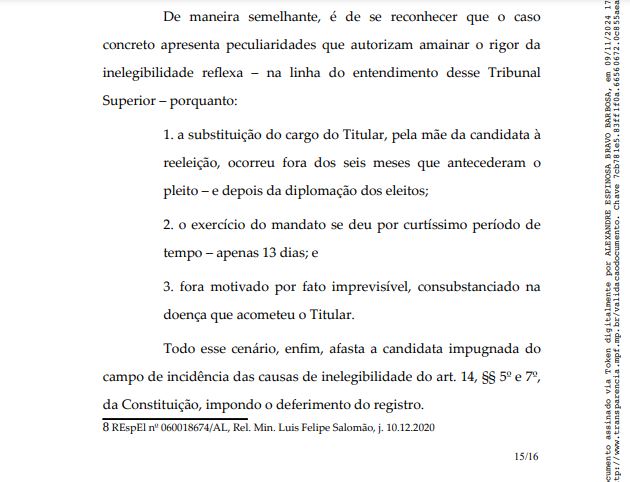 Trecho do parecer
