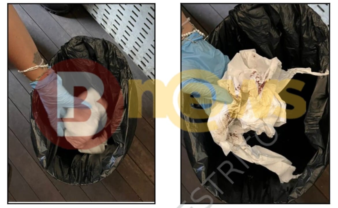 Imagens da perícia apontam vestígios de sangue em lixeira da empresa(Foto: DPT)