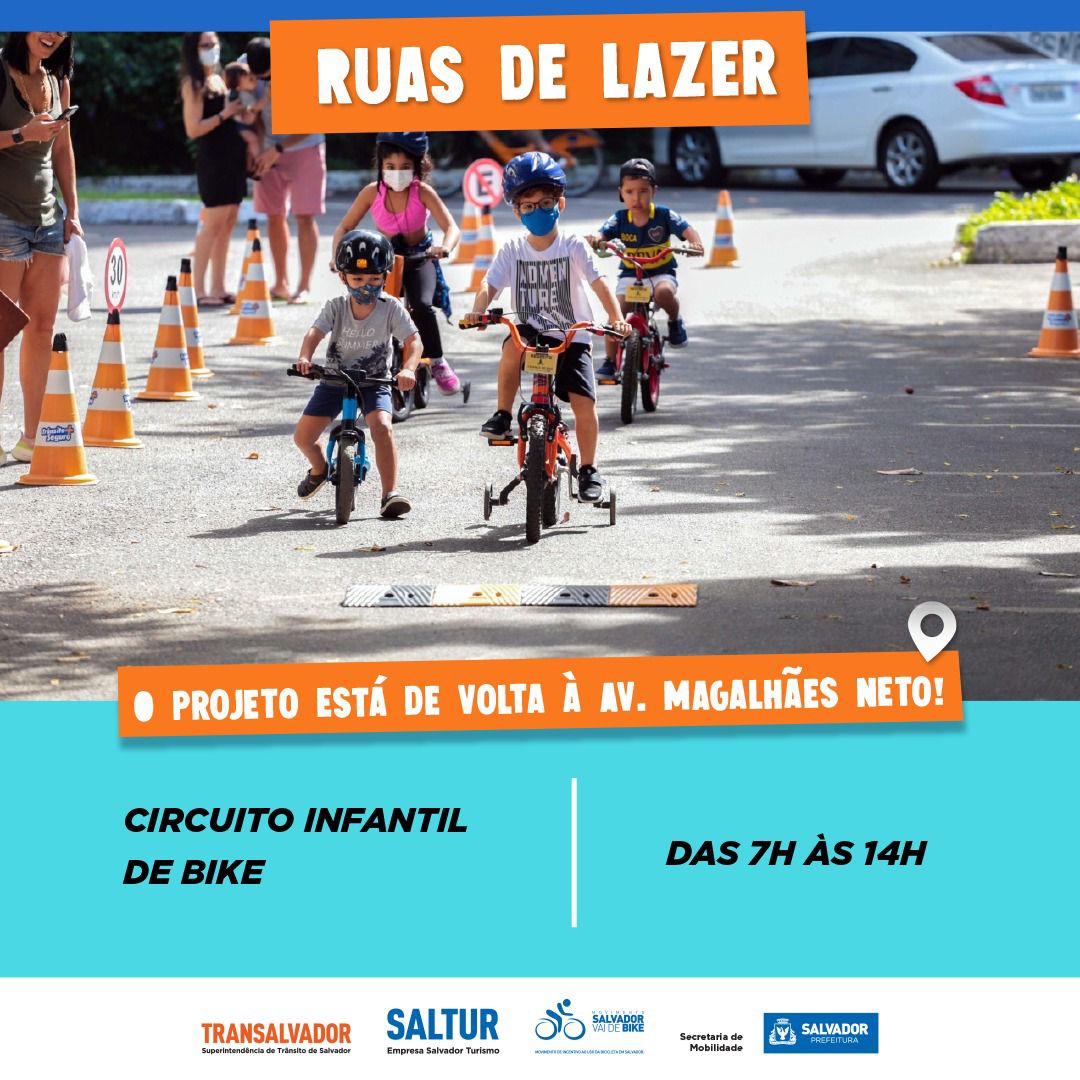 Card de divulgação do circuito infantil de bike - 7 às 14h