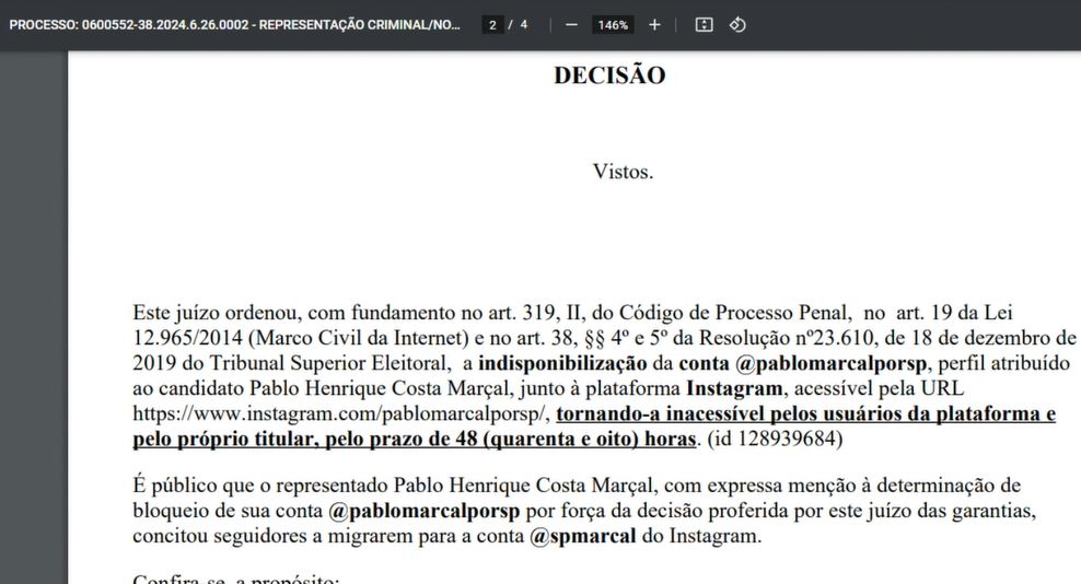 Decisão da Justiça Eleitoral de SP