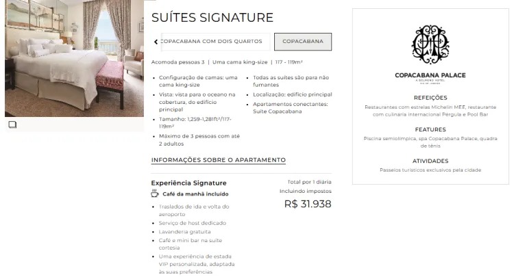 Vale Tudo: uma diária na suíte onde Odete Roitman (Debora Bloch) morreu custa R$ 32 mil Imagem: Reprodução/Copacabana Palace