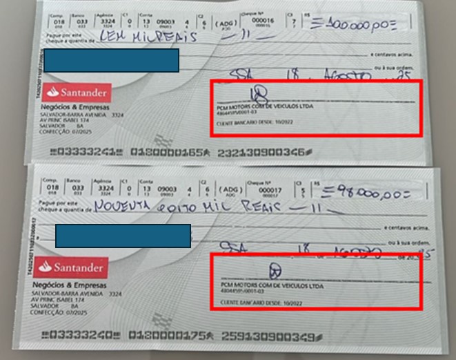 Cheque com assinatura falsa