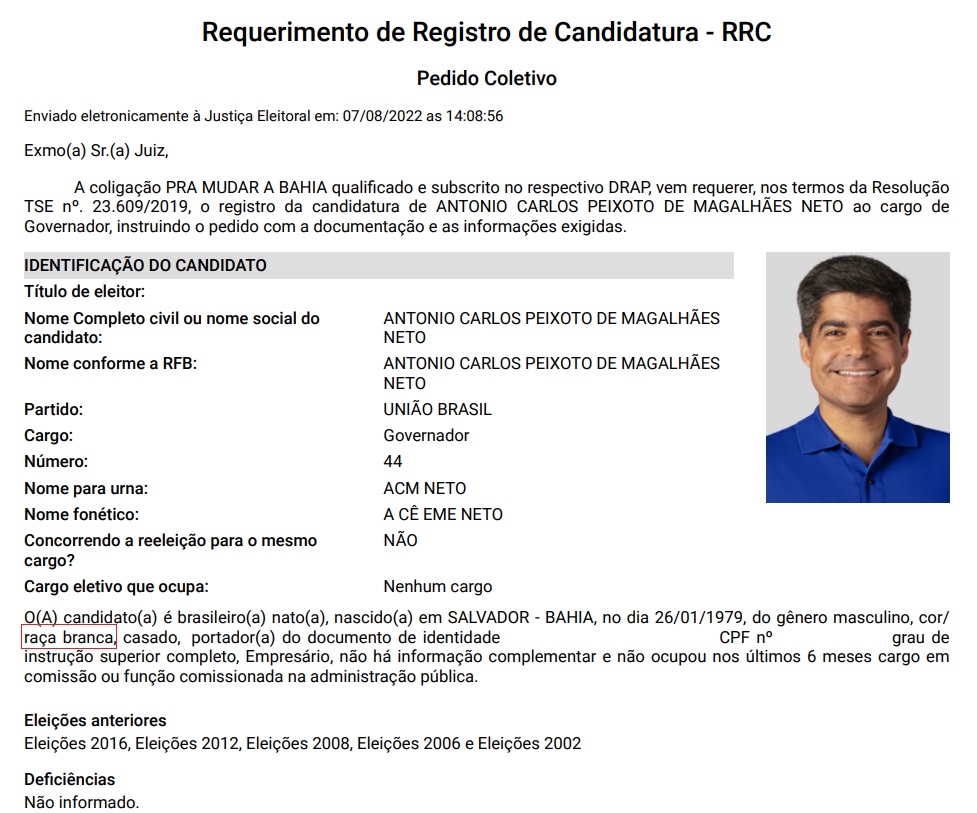 registro de candidatura acm neto