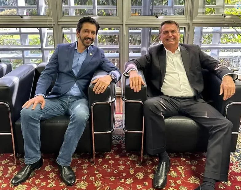 Atual prefeito de São Paulo, Ricardo Nunes, e o ex-presidente Jair Bolsonaro. Foto: Alesp