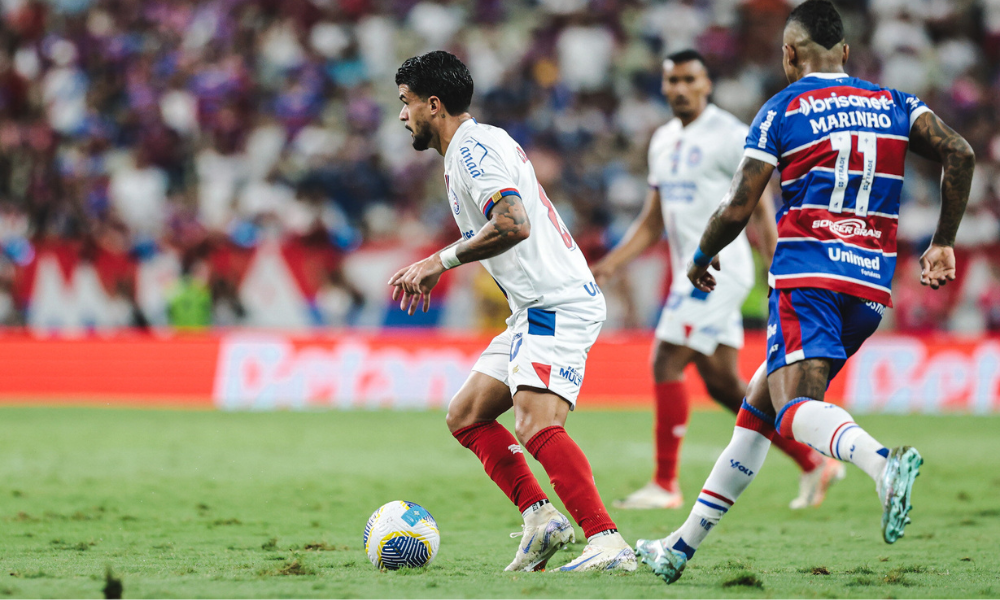 Cauly e Marinho, no jogo entre Fortaleza x Bahia, pelo Brasileirão