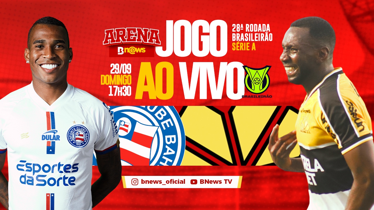 Arena BNews transmite jogo entre Bahia x Criciúma, no YouTube