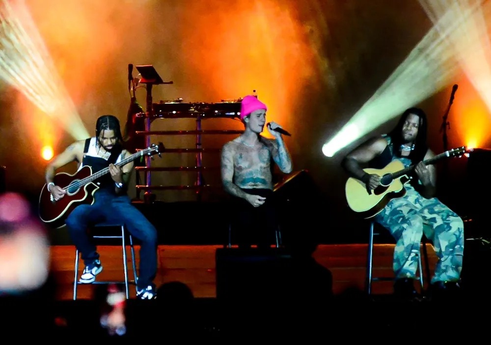 Justin Bieber no show que fez em 2022 no Rock in Rio — Foto: Webert Belício / AgNews