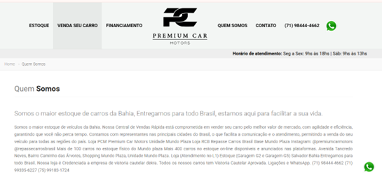Premium Car/Apresentação site