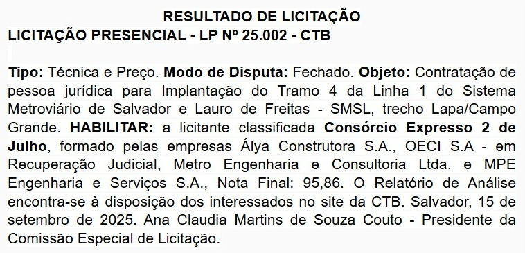 Resultado da habilitação