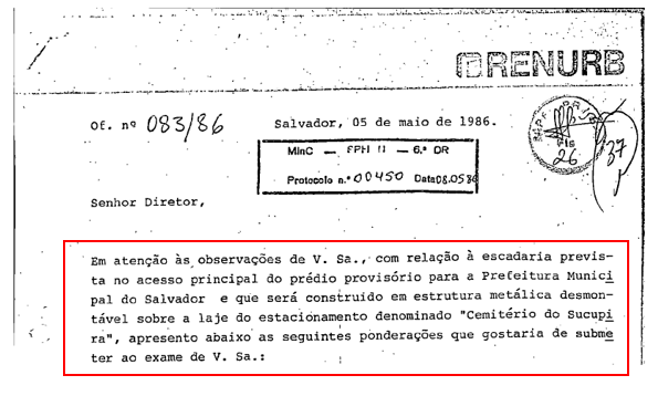 Ofício Renurb - 1986
