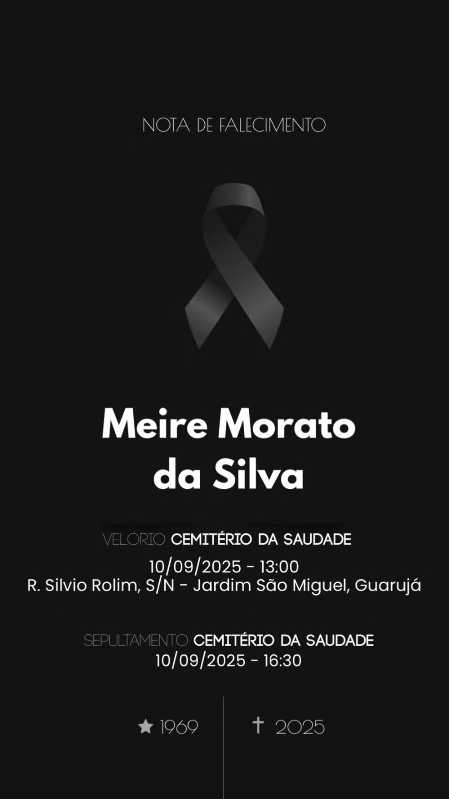 Equipe do cantor Lucas Morato comunica morte de Meire Morato, mãe do artista — Foto: Reprodução/Instagram