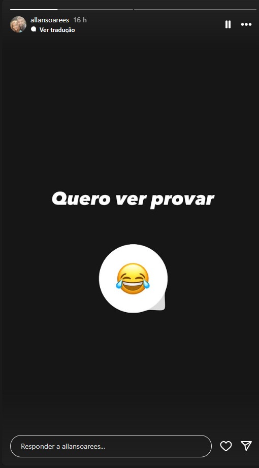 Allan Soares reage a boatos de que teria sido trocado por outra — Foto: reprodução/ instagram