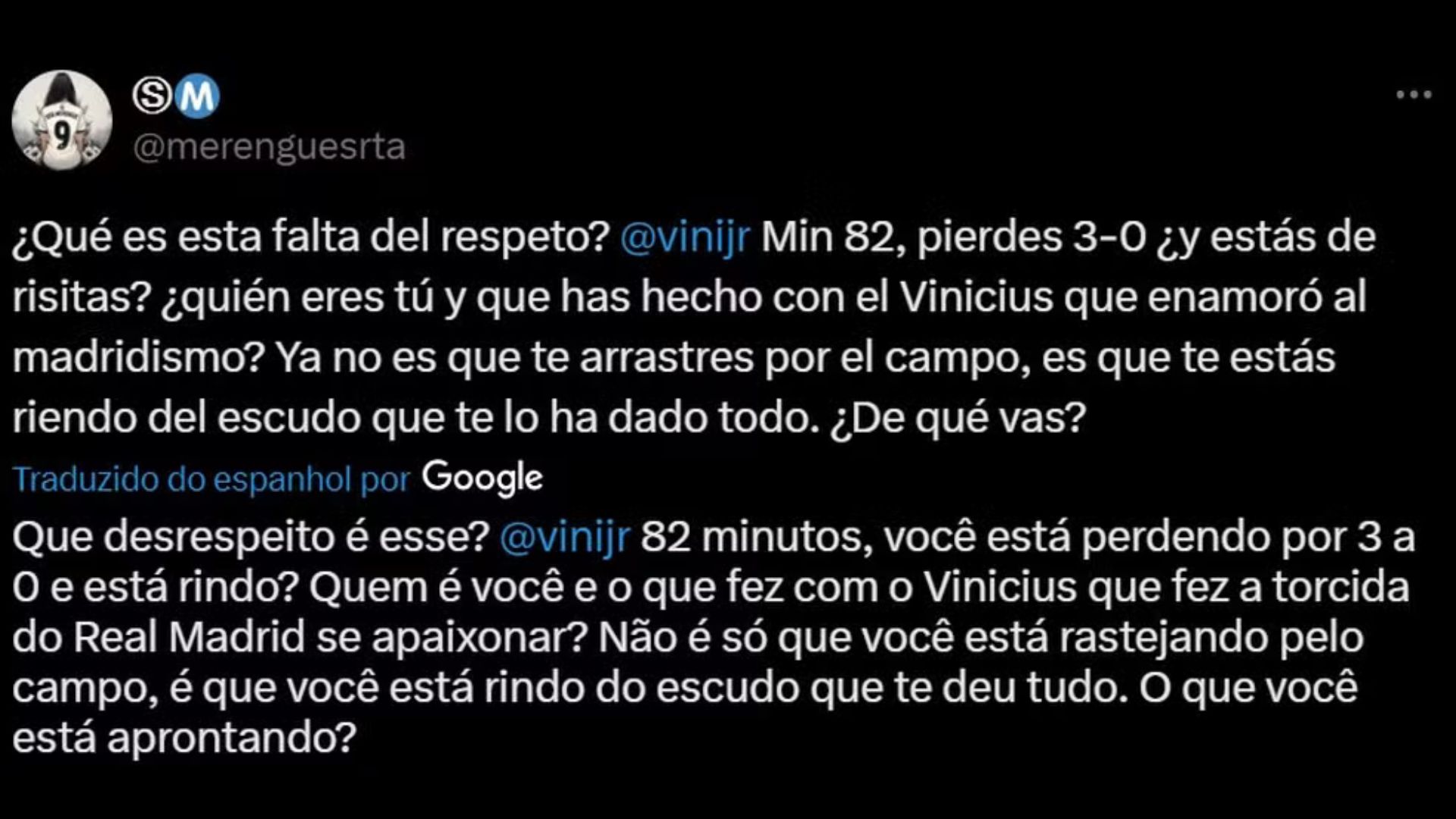Torcedores criticam risada de Vini Jr. Reprodução/X