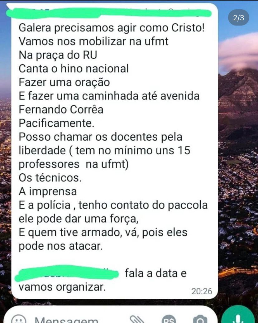 Print da conversa - Reprodução: @dceufmtcba