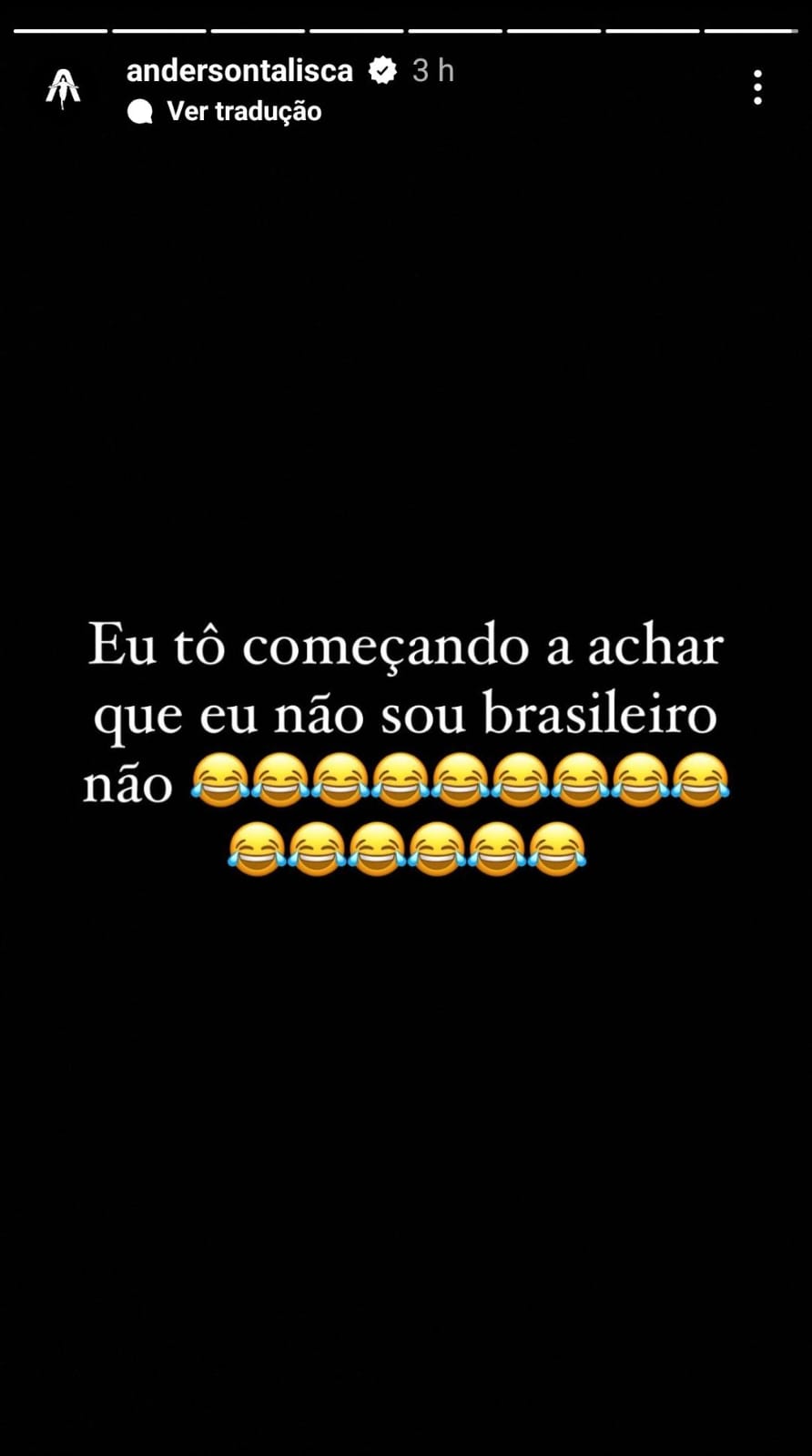Print de story do jogador Anderson Talisca no Instagram