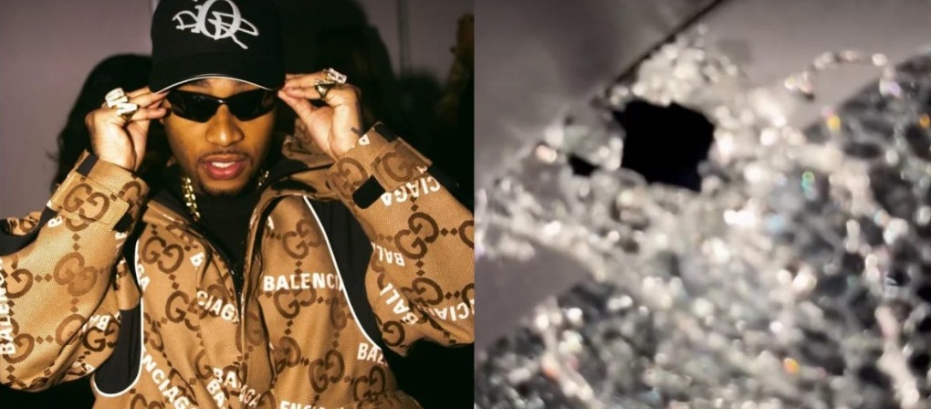 Imagem do rapper Orochi e do tiro de bala perdida