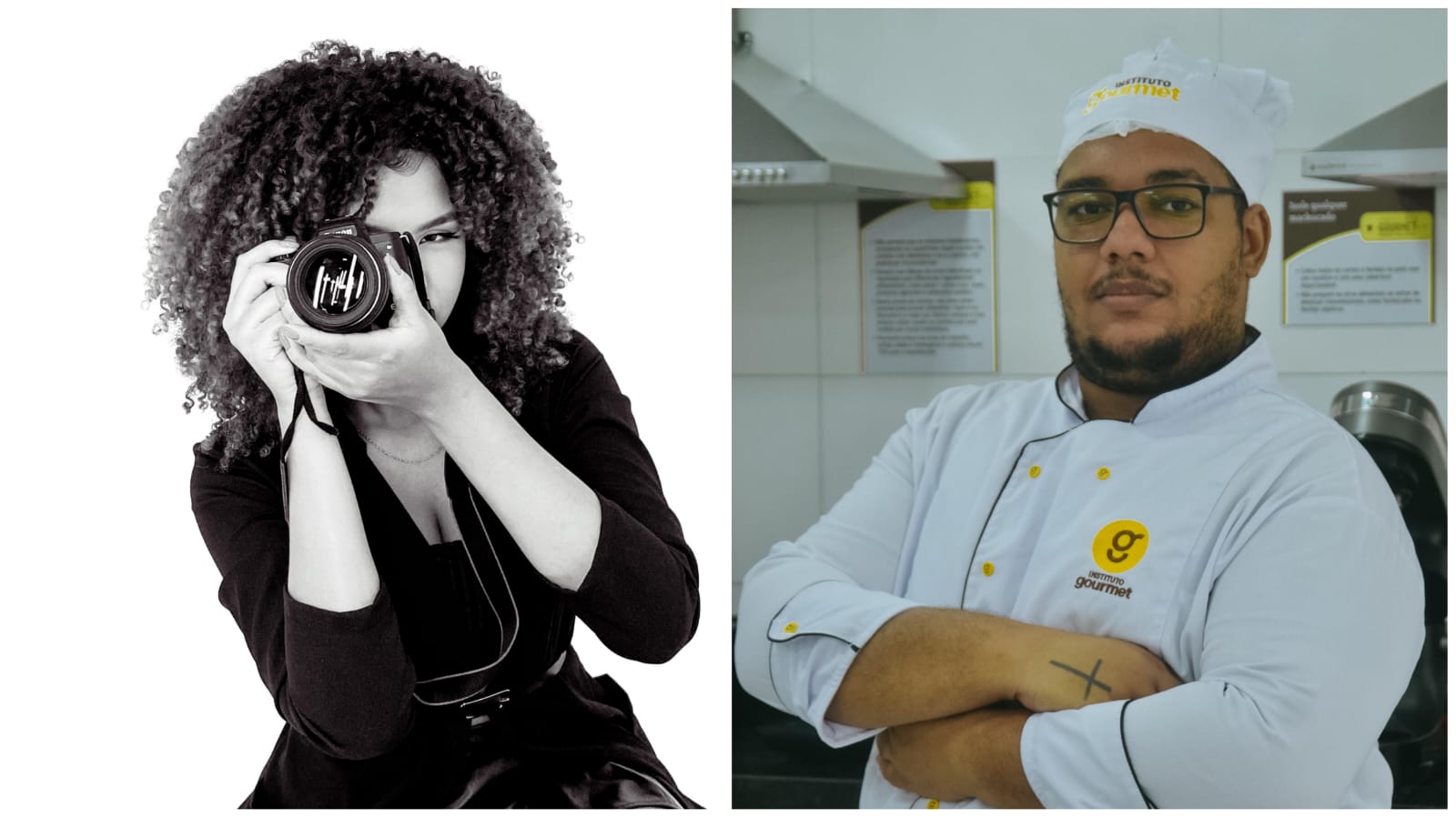 Fotógrafa Manuela Mendes e confeiteiro Gabriel Tavares