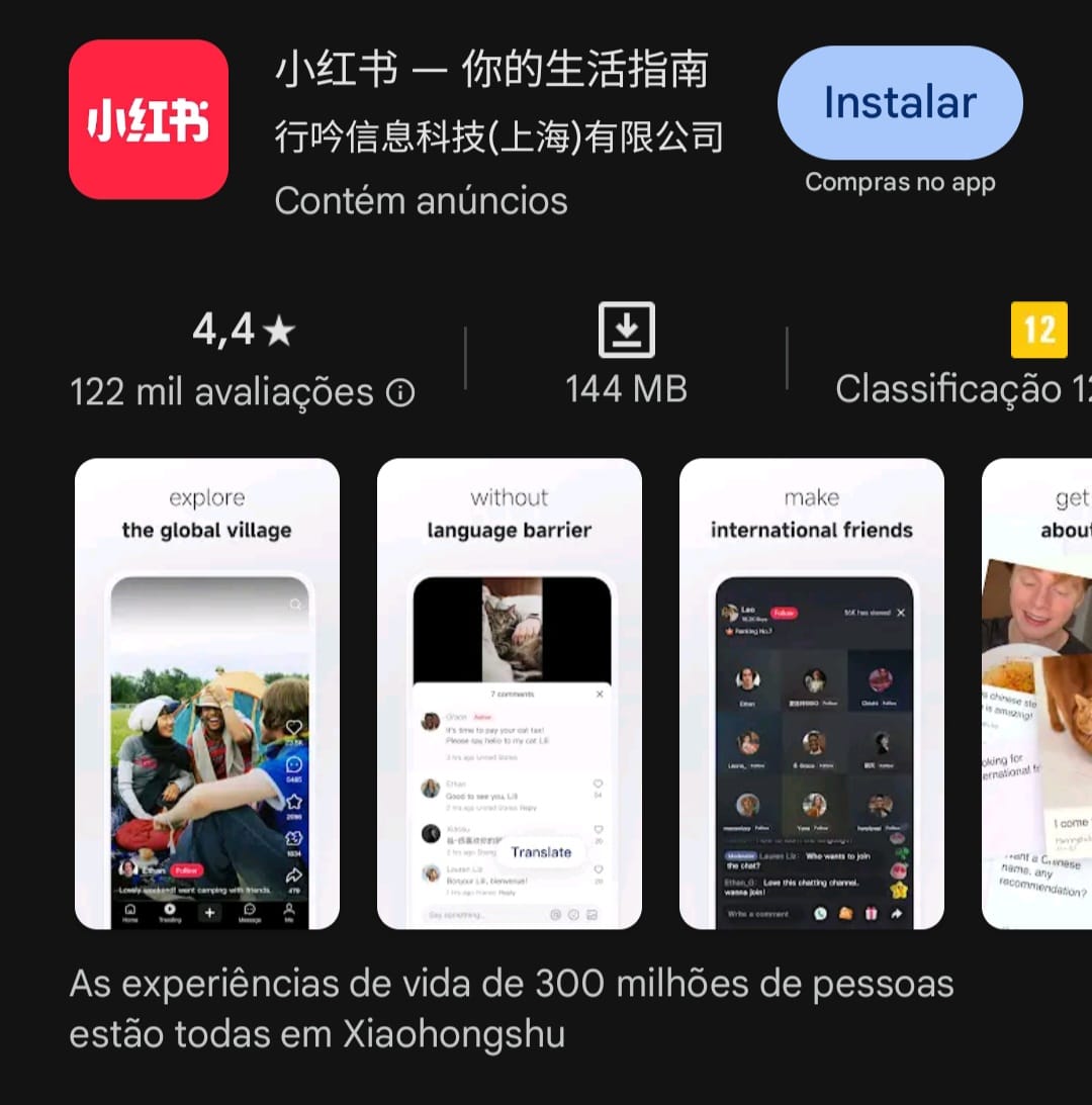 Página do aplicativo na Play Store